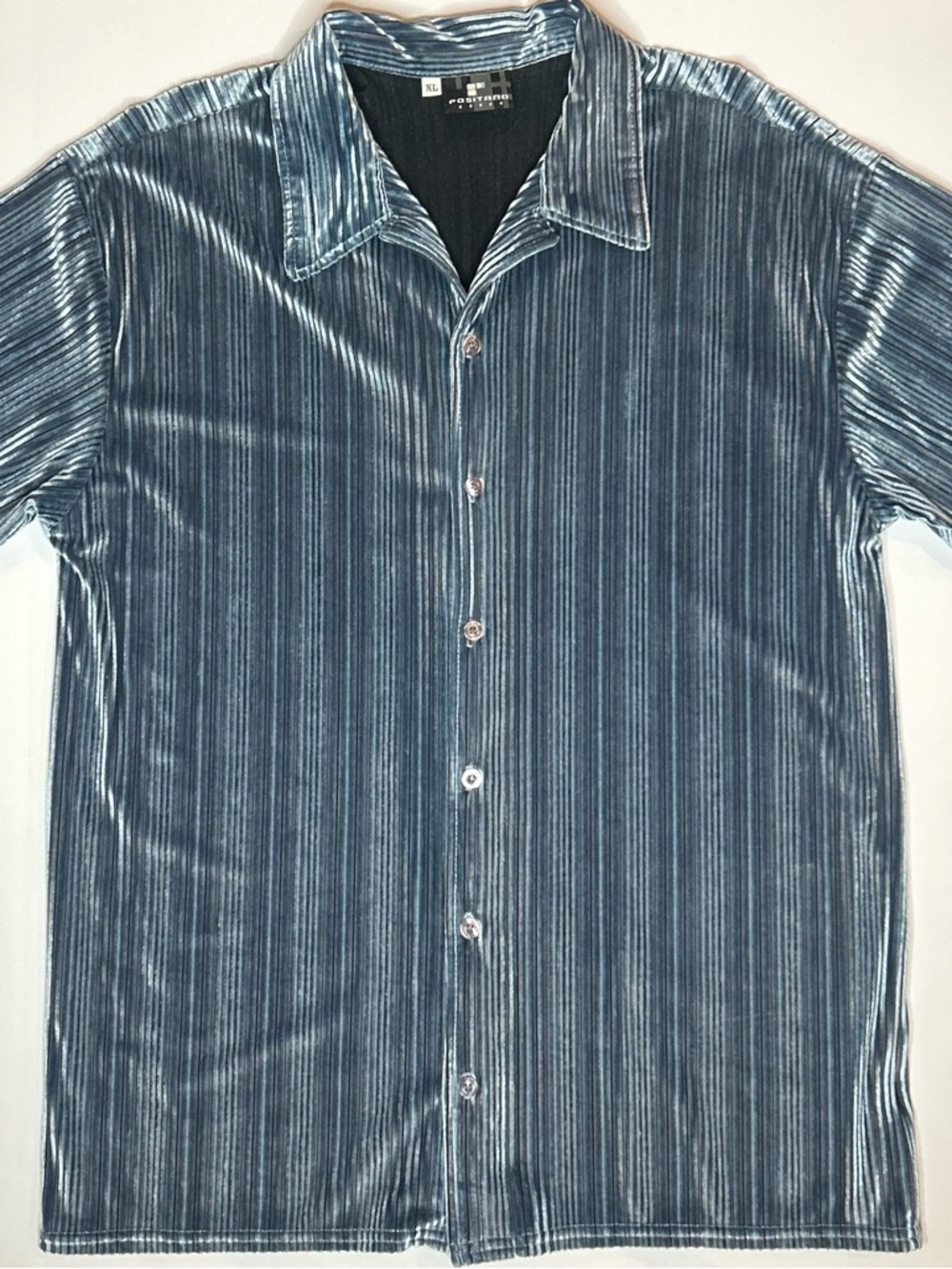 Vintage Men’s Postiano Velour Striped Button Down Shirt Size XL